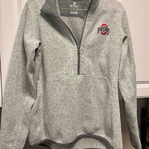 Antigua Women's Heather Gray Quarter-Zip Sweater
